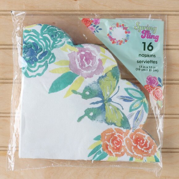 32 Decorative Springtime Napkin Bundle - Two Designs - Scalloped Edges - Picture 5 of 6
